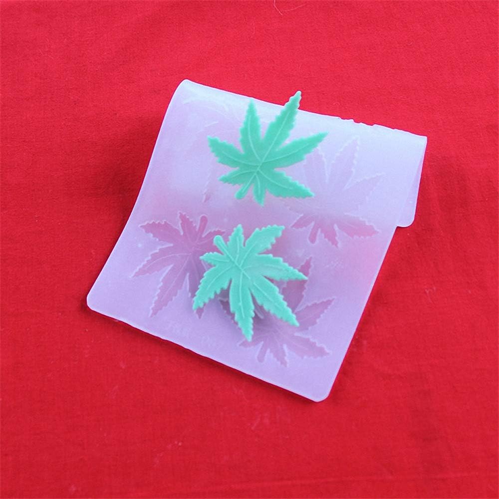 (THIN and SHALLOW) Marijuana Leaf Embossed Fondant Maple Silicone Mold for Chocolate Candy Gum Paste Polymer Clay Resin Kitchen Baking Sugar Craft Cake Cupcake Decorating Tools