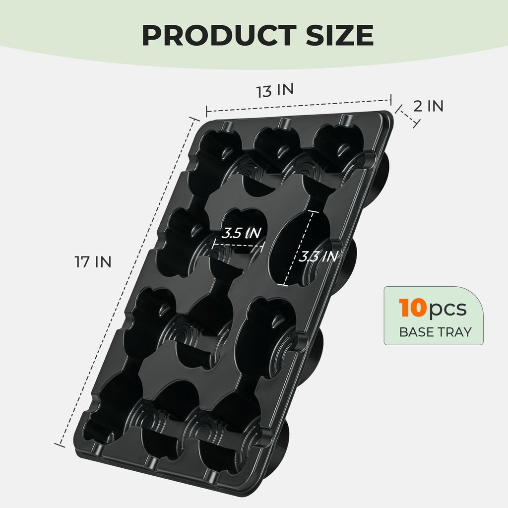 4 Pack 20 Cell Seed Starting Trays with 4 Vented Humidity Domes | Compatible with standard 3 inch nursery pots. Thick reusable trays have deep cells, raised bases and adjustable dome vents.
