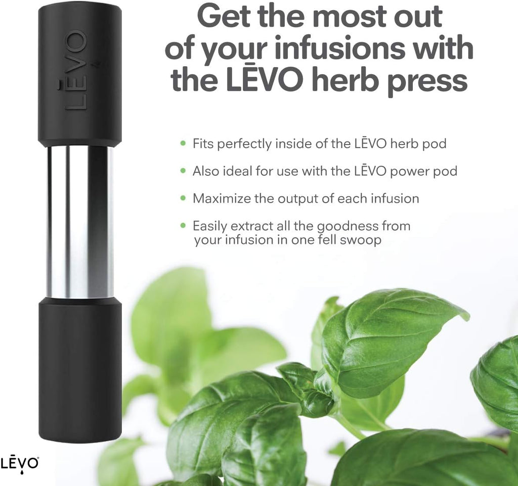 LĒVO Herb Press - Stainless Steel and Silicone Herb Press - Accessory for LĒVO I & LĒVO II - Extract Every Drop of Your LĒVO Herbal Infusions