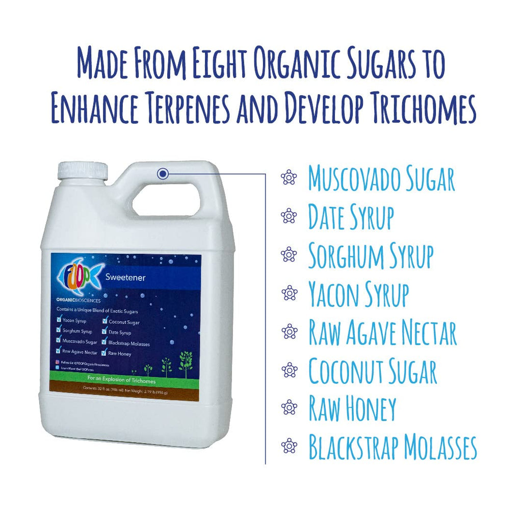 FOOP Sweetener: Organic Terpene Enhancer for Plants | Creates an Explosion of Trichomes | Contains 8 Organic Sugars | Works with All Growing Media and Nutrient Lines (32oz)