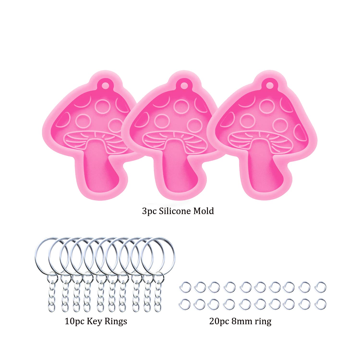 3pc Marijuana Silicone Keychain Mold, Pot Leaf Hemp Resin Epoxy Molds with 10Pc Key Ring (DY0156+DY0156+DY0156+PJ)