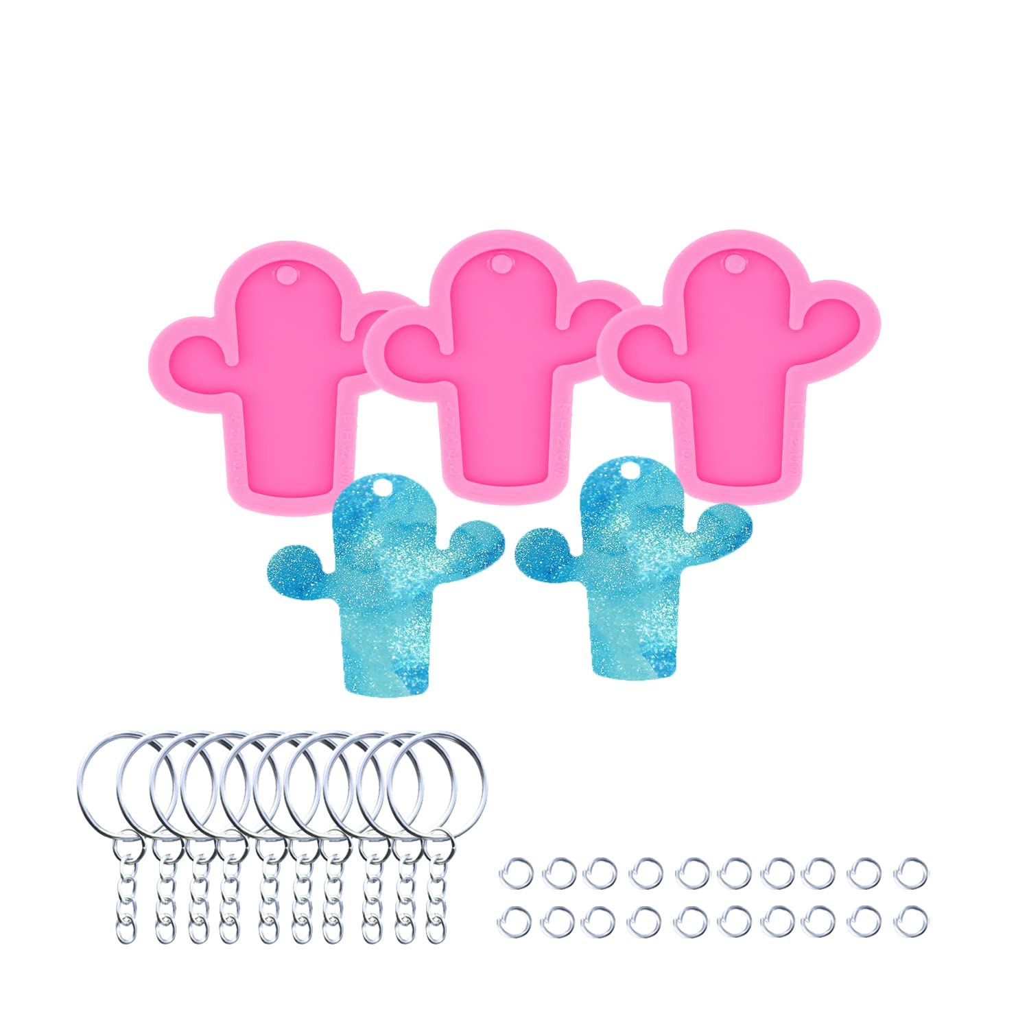 3pc Marijuana Silicone Keychain Mold, Pot Leaf Hemp Resin Epoxy Molds with 10Pc Key Ring (DY0156+DY0156+DY0156+PJ)