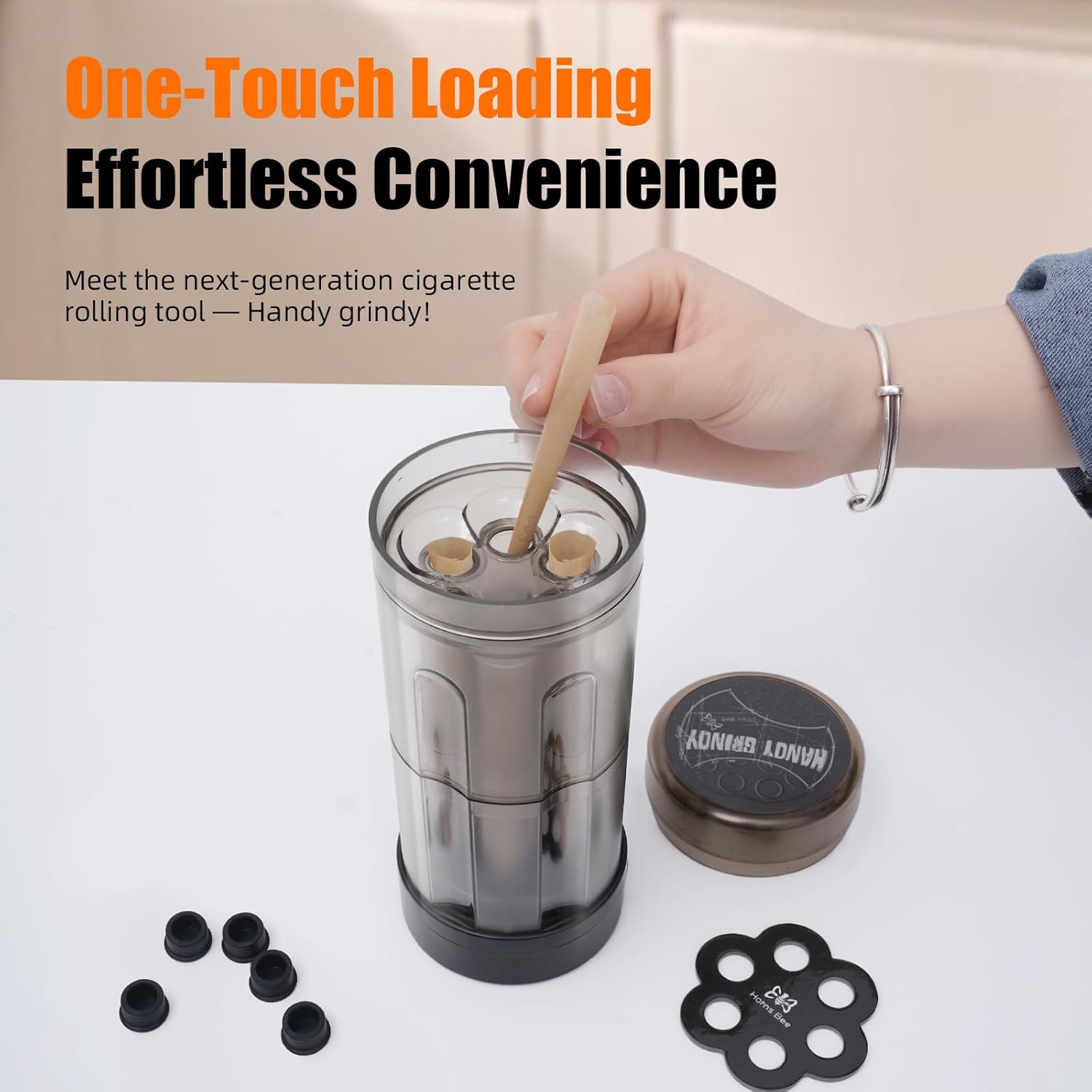Pre Roll Machine, Grinder for Herb Cone Loader & Mill | WHS·Yan Spice Grinders with extra-coarse teeth for fluffy texture. Loads 6 cones at once. Portable for travel, or outdoor.