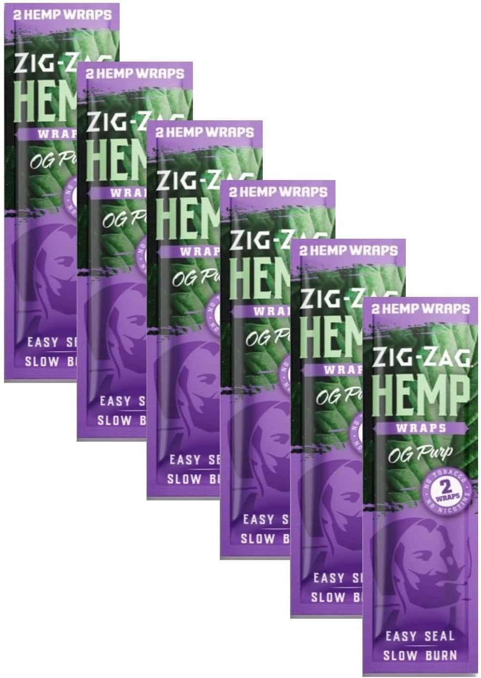 ZIG-ZAG Hemp Wraps Rolling Papers, Mellow Haze 6 pack | 2 sheets per pack, Slow Burn, Plant Based