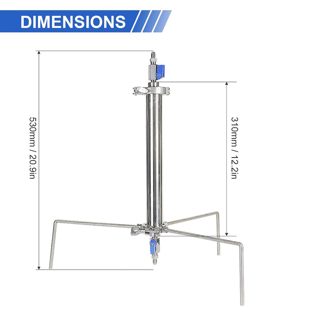 Closed Loop Extractor, with Tripod and Pressure Pipe Extractor Kit for Extract from Plant Leaves, Stainless Steel Vacuum Chamber/Tube 45 Gram