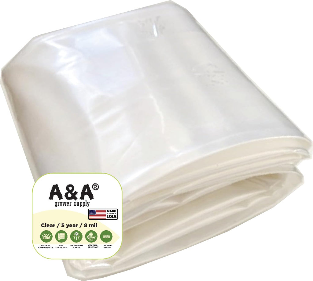 A&A Greenhouse Clear Plastic Film 8 mil - Polyethylene Covering - UV Protection - (10 ft. W x 25 ft. L)