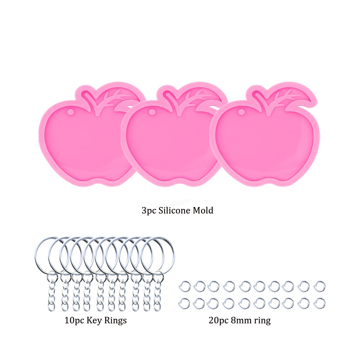 3pc Marijuana Silicone Keychain Mold, Pot Leaf Hemp Resin Epoxy Molds with 10Pc Key Ring (DY0156+DY0156+DY0156+PJ)