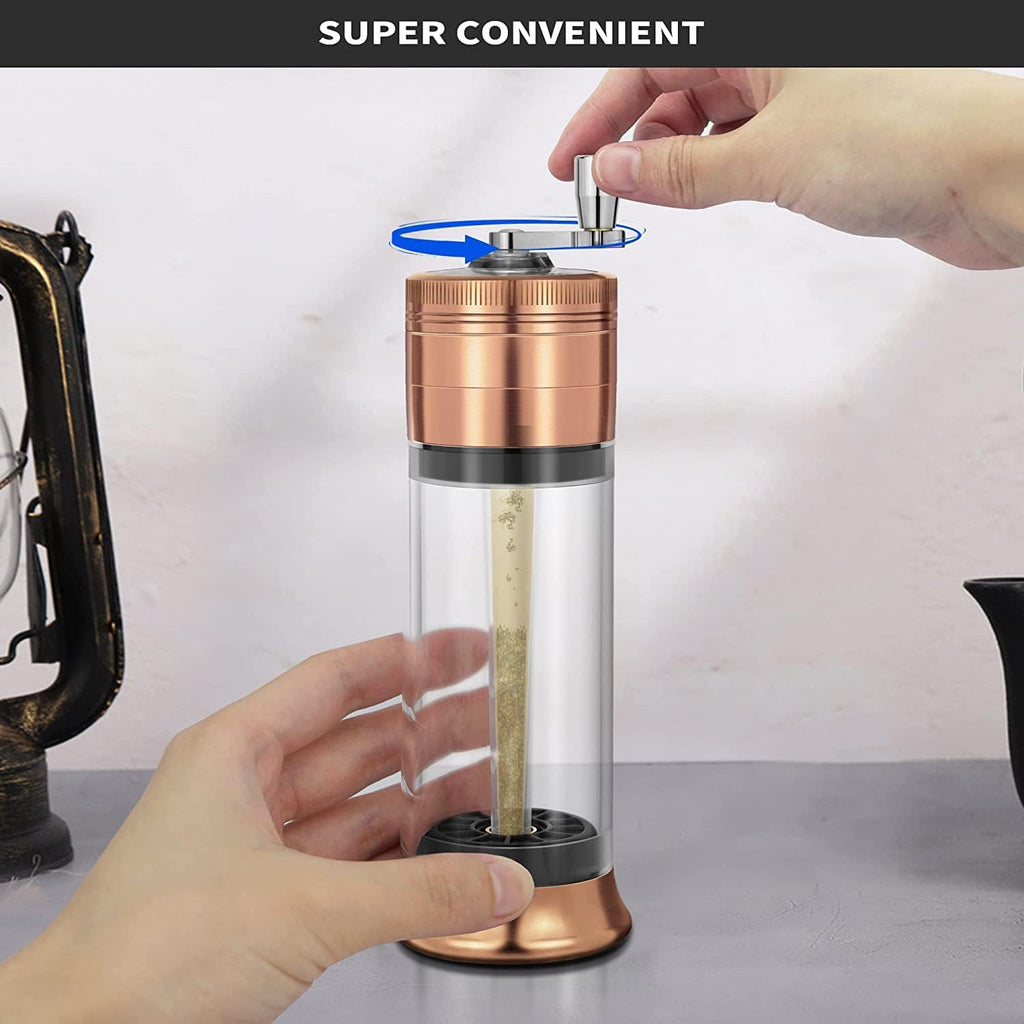 3-in-1 Spice Grinder Hand Crank Loader Roller Crusher Filler Flower Buds Milling Grinding Storage with Magnetic Lid