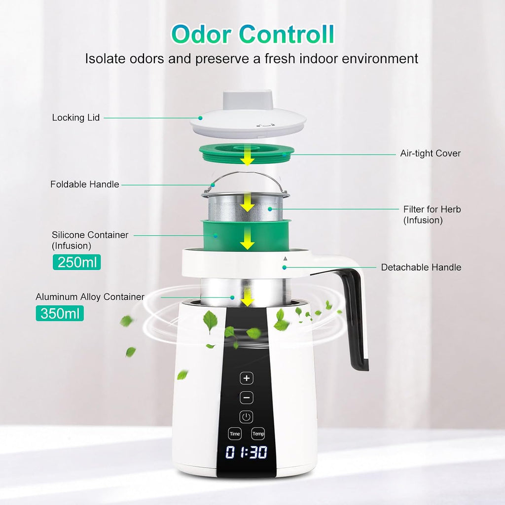 Herbal Decarboxylator Oil Infuser Machine Butter Infusion Maker | Portable 2 in 1 Herb Botanical Extractor, Tincture Maker Simple Operation, Adjustable Modes, for Homemade Flavored Edibles