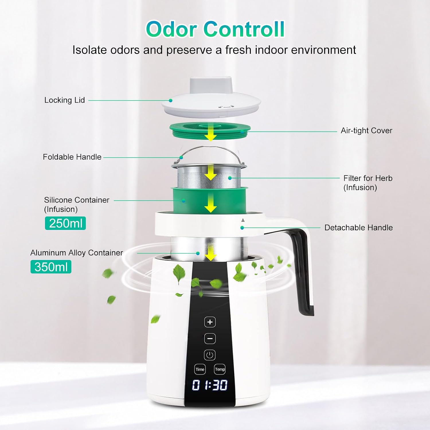 Herbal Decarboxylator Oil Infuser Machine Butter Infusion Maker | Portable 2 in 1 Herb Botanical Extractor, Tincture Maker Simple Operation, Adjustable Modes, for Homemade Flavored Edibles