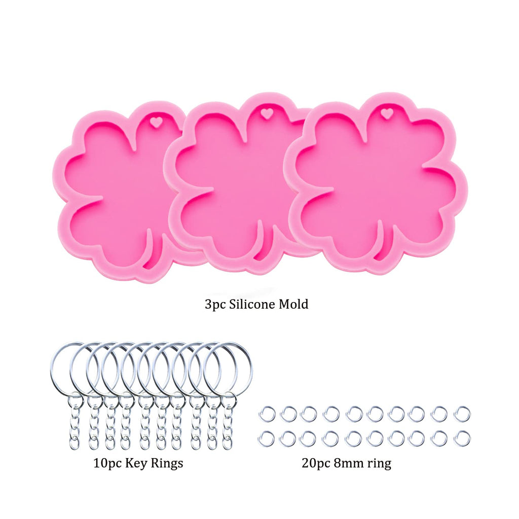 3pc Marijuana Silicone Keychain Mold, Pot Leaf Hemp Resin Epoxy Molds with 10Pc Key Ring (DY0156+DY0156+DY0156+PJ)