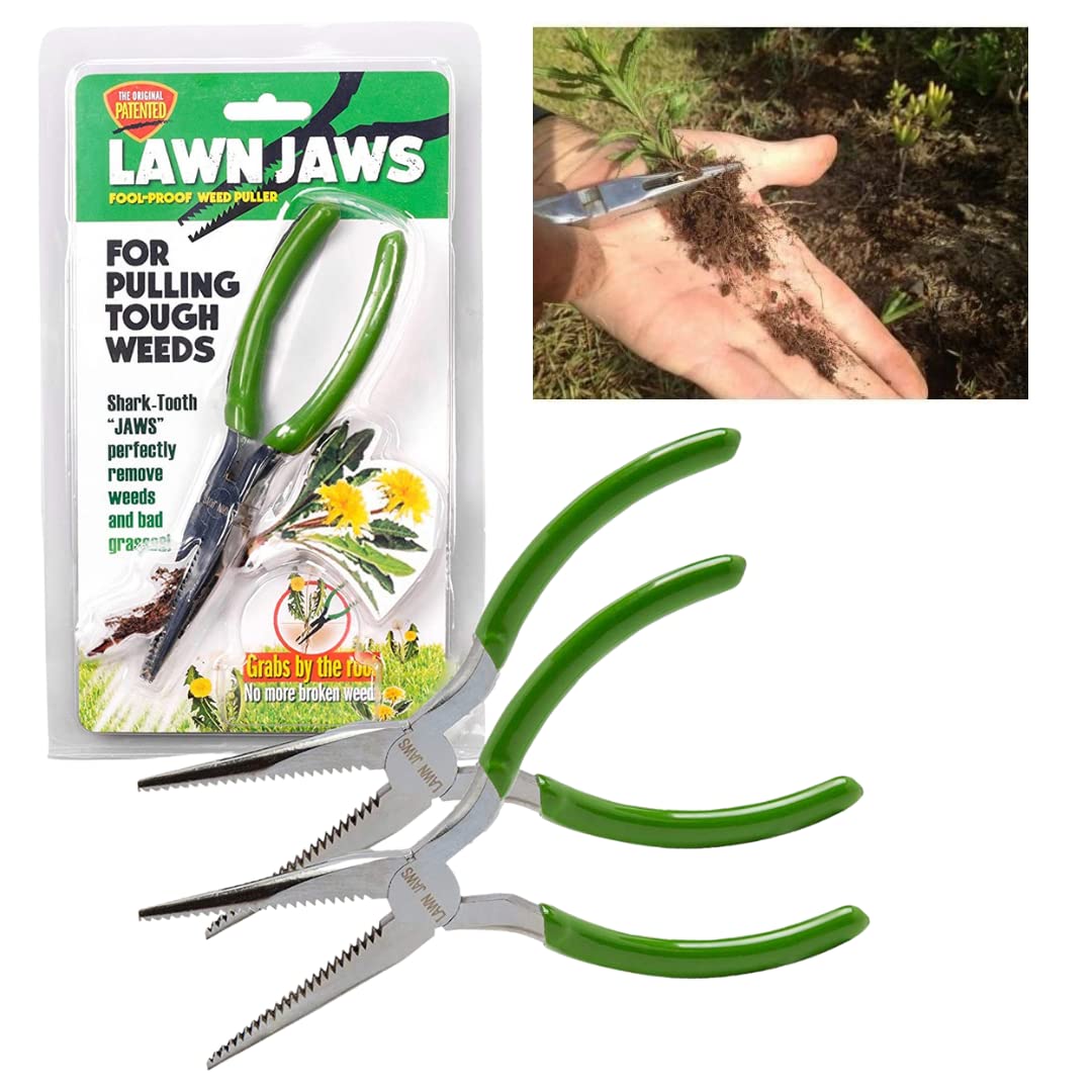 Original Shark Tooth Weed Puller Tool, Grabs Weeds by the Root | Handheld Root Removal for Dandelion, Crabgrass & More- Heavy Duty Garden Weeding Tool for Lawn Care, Landscaping & Gardening