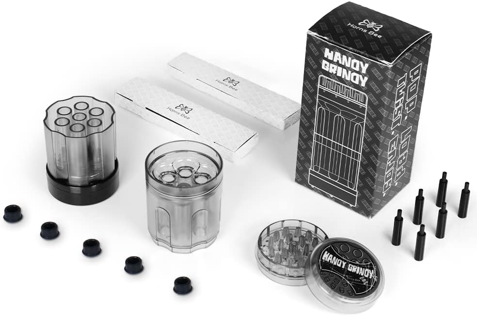 Horns Bee Portable Herb Grinder - Cone Rolling Machine 6 Loader At Once (Pre-Roll Cones Included), All-in-One Cone Loader, Pre Roll Machine Spice Grinders for Herbs Accessories with Mess-Free Loading