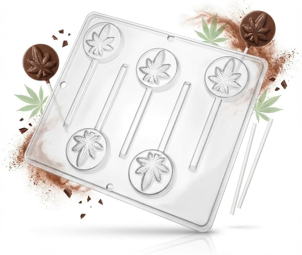 Marijuana Leaf Pot Leaf Lollipop Plastic Chocolate Candy Mold Cannabis 3443