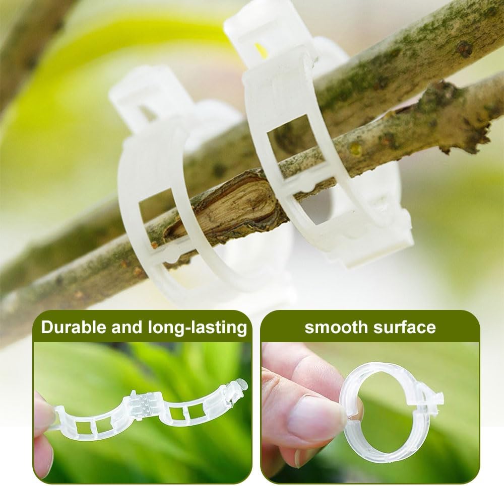 Plant Support Clips, Garden Clips for Climbing Plants, Tomato Clips Plastic Plant Clips, Plant Clips for Support Grape Tomato Vegetables Plants to Grow Upright Makes Plants Healthier (100, Green)