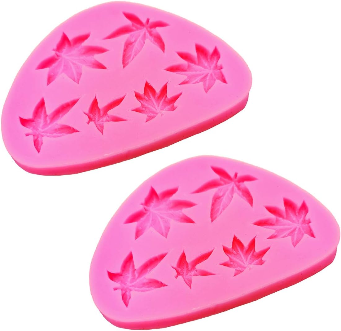 2 Pack Marijuana Leaf Cake Fondant Mold Pot Leaves Silicone Mold for Cannabis Weed Hemp Leaf Theme Cake Decoration, Chocolate Candy Polymer Clay Cookie Sugar Craft Projects-Pink