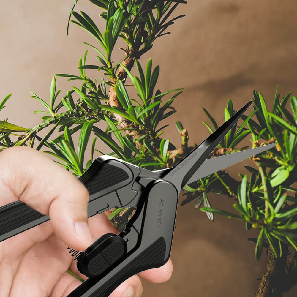 AC Infinity 6.6” Stainless Steel Curved Pruning Shear 2-Pack | Lightweight Ergonomic Design, Curved Precision Blades with Nonstick Teflon Coating for Gardening, Hydroponics, Grow Tents