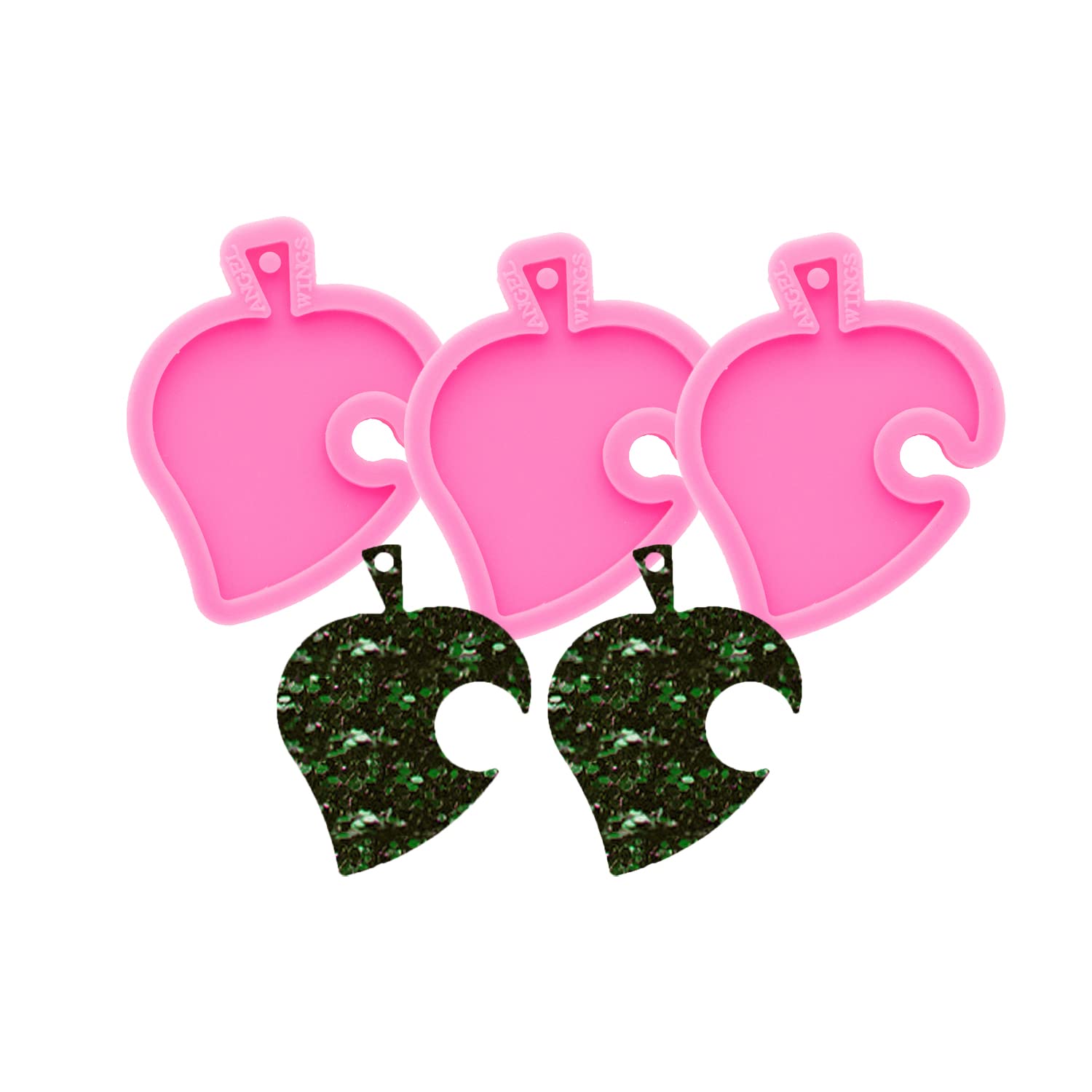 3pc Marijuana Silicone Keychain Mold, Pot Leaf Hemp Resin Epoxy Molds with 10Pc Key Ring (DY0156+DY0156+DY0156+PJ)