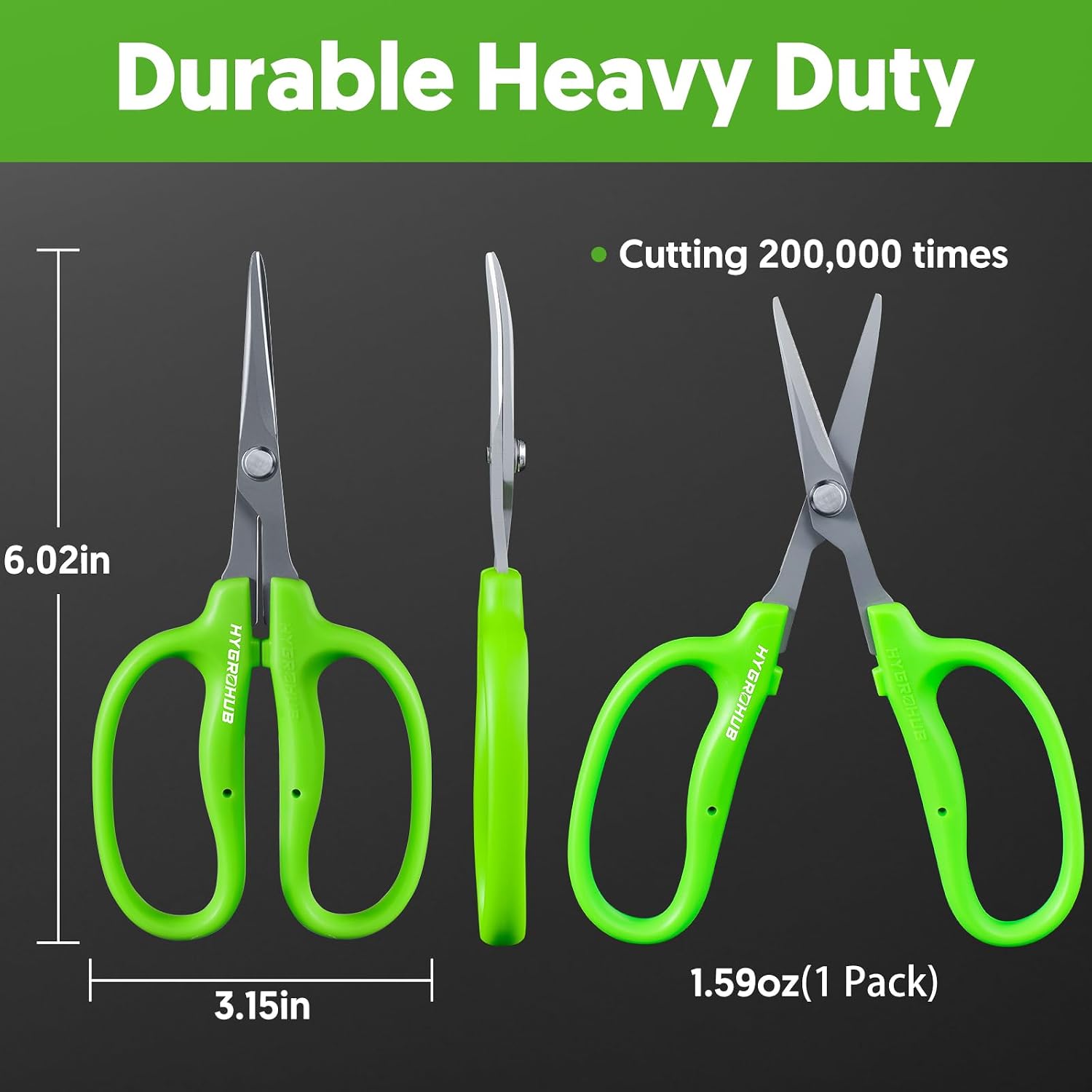 Garden Scissors, 6-in Curved Blade Pruning Shears, Non-Stick Coated Steel | Sharp Small Gardening Snips for Plants, Herbs, Flowers in Grow Tent and Hydroponics, Garden Trimming Tools, Easy to Clean