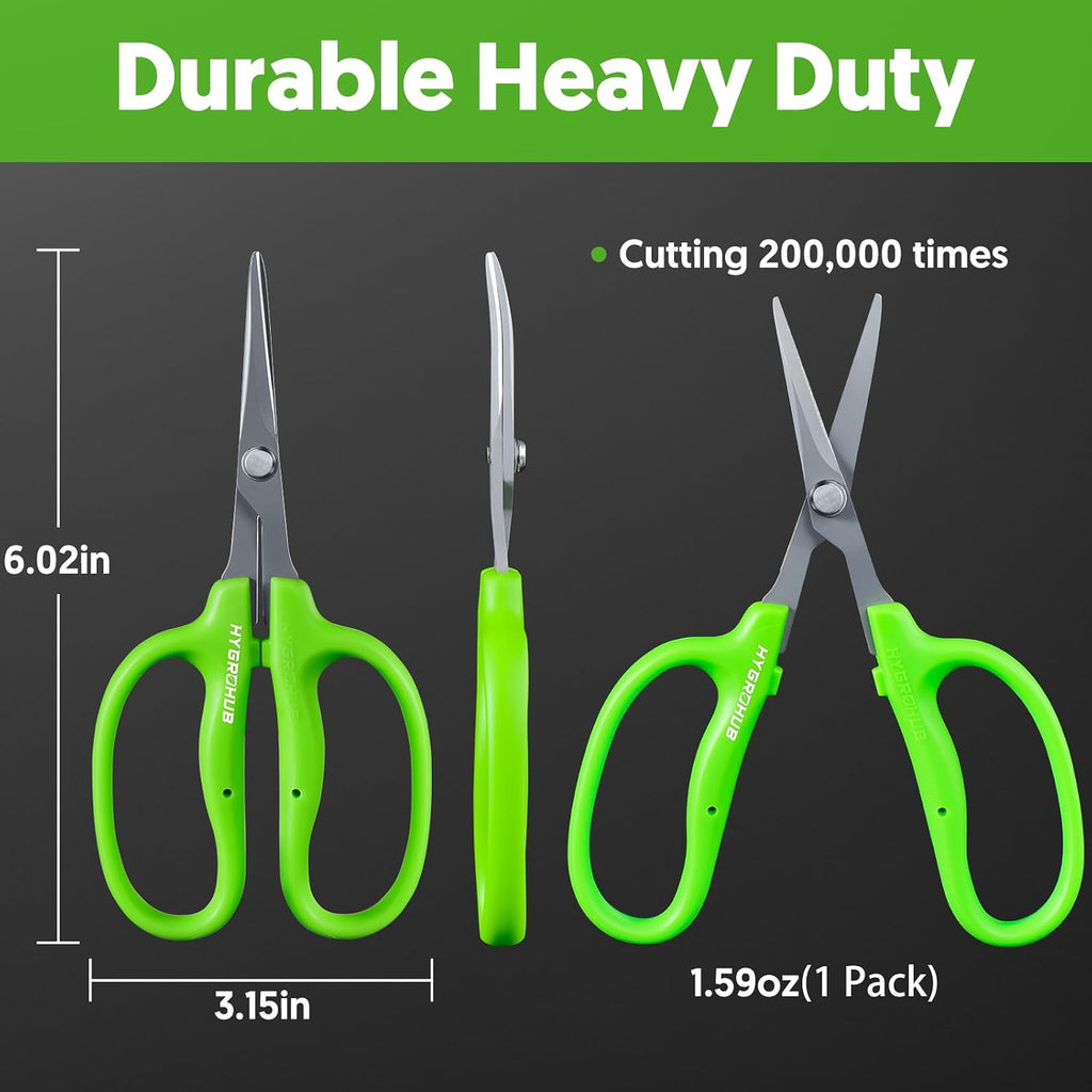 Garden Scissors, 6-in Curved Blade Pruning Shears, Non-Stick Coated Steel | Sharp Small Gardening Snips for Plants, Herbs, Flowers in Grow Tent and Hydroponics, Garden Trimming Tools, Easy to Clean