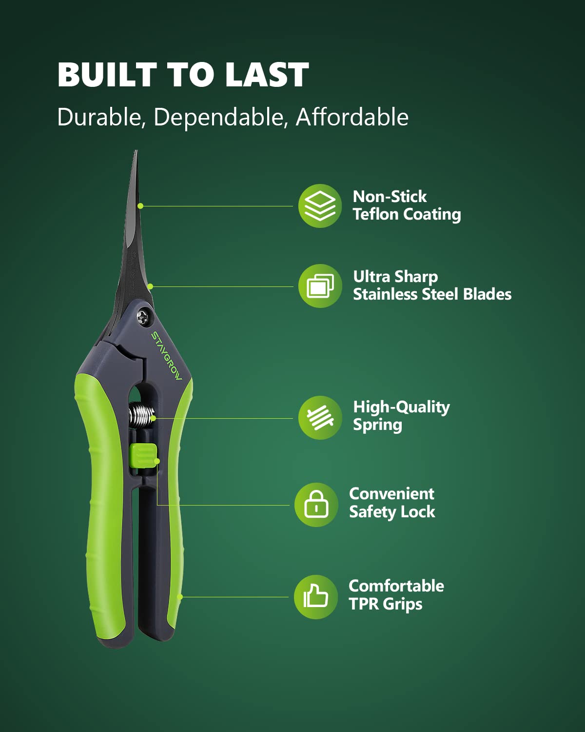2pcs 6.5" Pruning Shears for Gardening Ultra Sharp Garden Scissors | Plant Snips for Precise Cuts, Stainless Steel Bonsai Clippers with Spring Loaded, Garden Shears (1pc Straight & 1pc Curved)