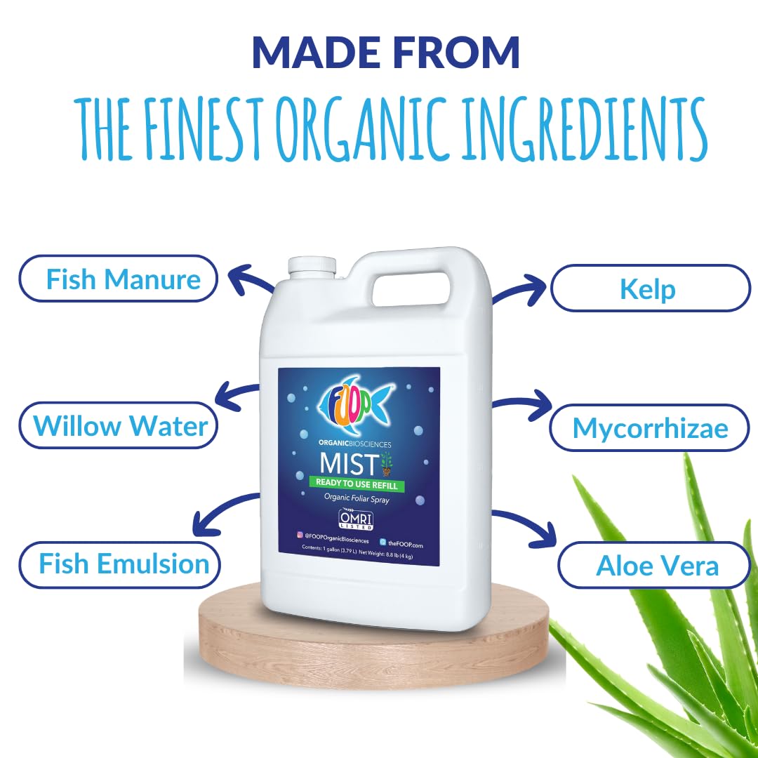 FOOP Mist Foliar Spray - Organic Plant Food in a Spray Bottle (with a Fresh Minty Scent) | Spray on Plants to Correct & Prevent Nutrient Deficiencies | Ready to Use, No Mixing (32oz)