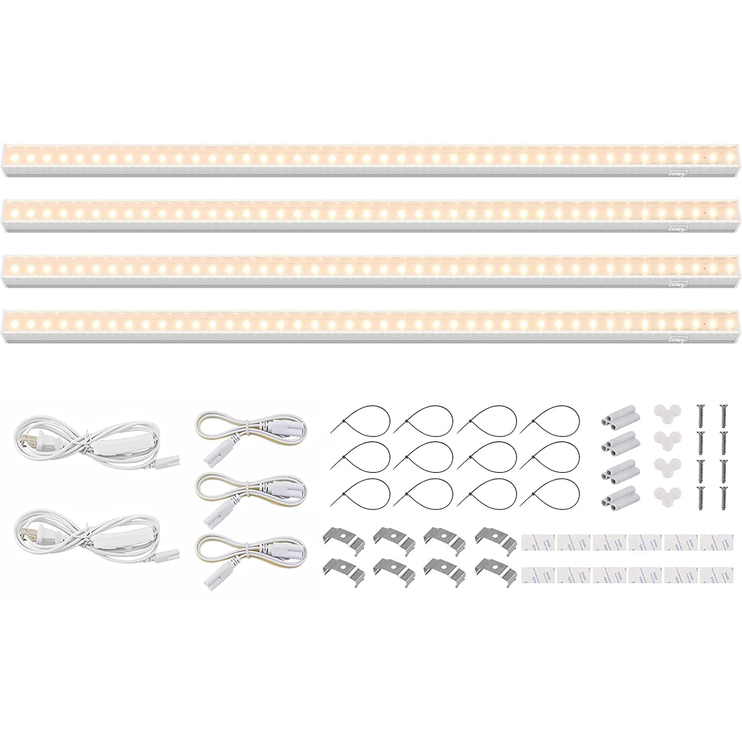 Barrina Grow Lights for Indoor Plant, T5 1FT Full Spectrum, Yellow, 4 Packs | Black Cover LED Grow Light Strips, Linkable, Plant Light for Indoor Plants Growing, 3 Mounting Modes, Separate On/Off