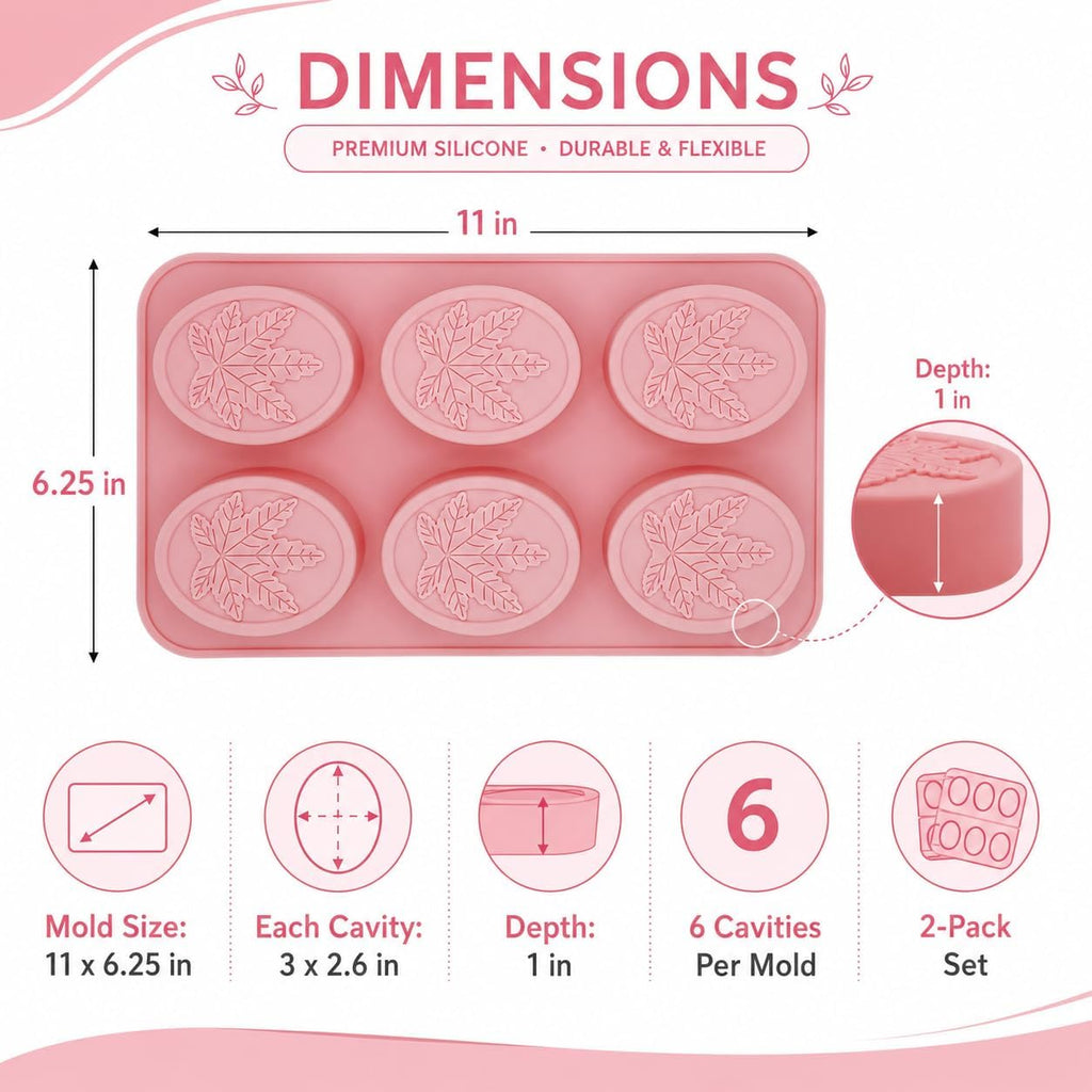 Marijuana Leaf Shaped Embossed Design Silicone Oval Soap Mold Tray Homemade Soap DIY Tray Mould, Set of Two