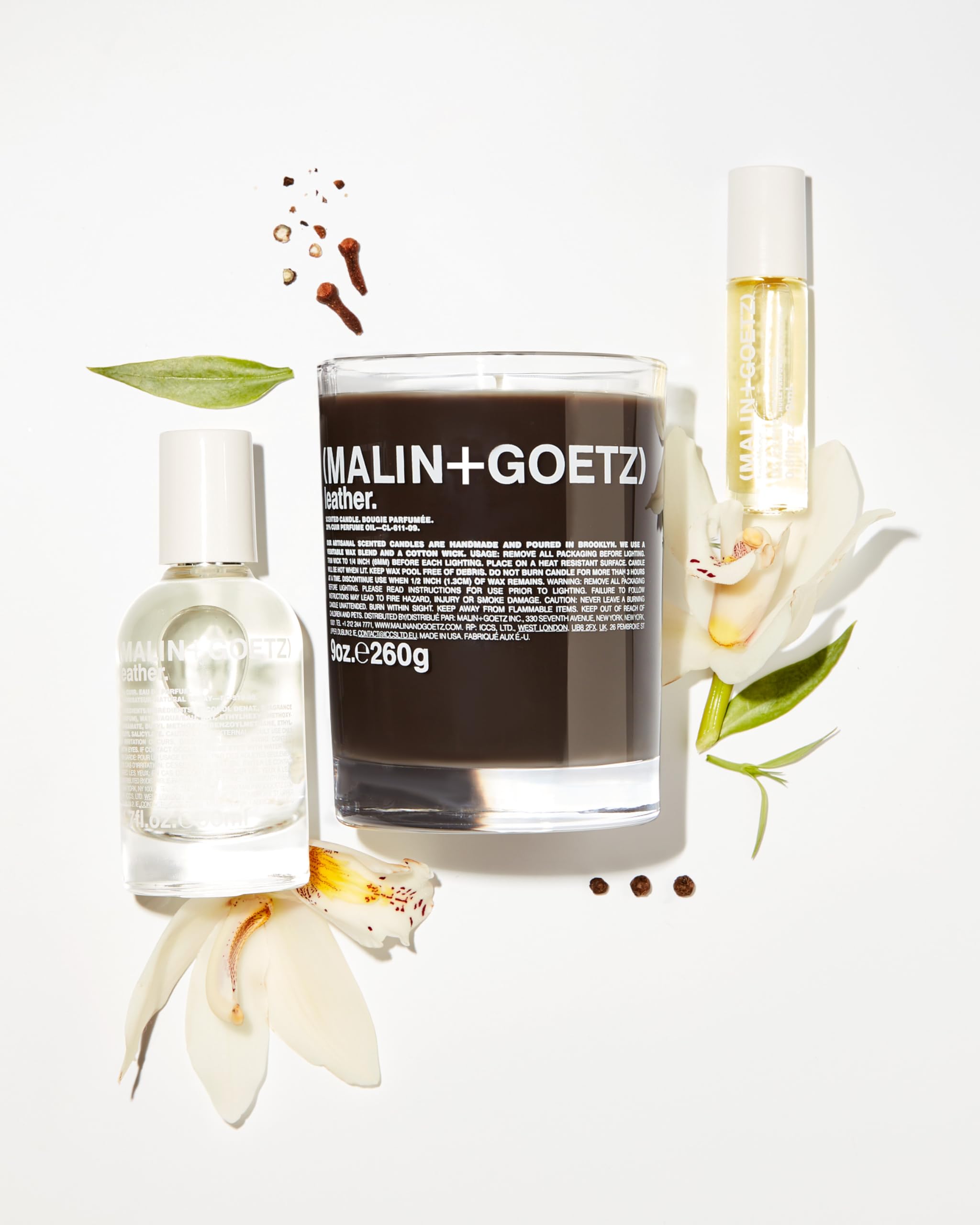 MALIN+GOETZ 9oz Scented Candle | Hand-Poured Soy Wax with Unique Fragrance Blends | Clean-Burning, Vegan & Cruelty-Free | Bergamot, Sage, Otto, Tomato, Strawberry, Cannabis, Dark Rum & Leather
