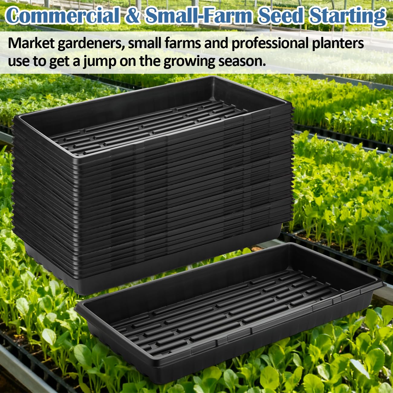 BTPLASTIK 10 Pack 7.3" High Humidity Domes for 1020 Seed Trays – Thicker Platic Clear Humidity Dome with Adjustable Vents, BPA-Free, Fits Standard 10"x20" Trays for Germination, Propagation, Cloning