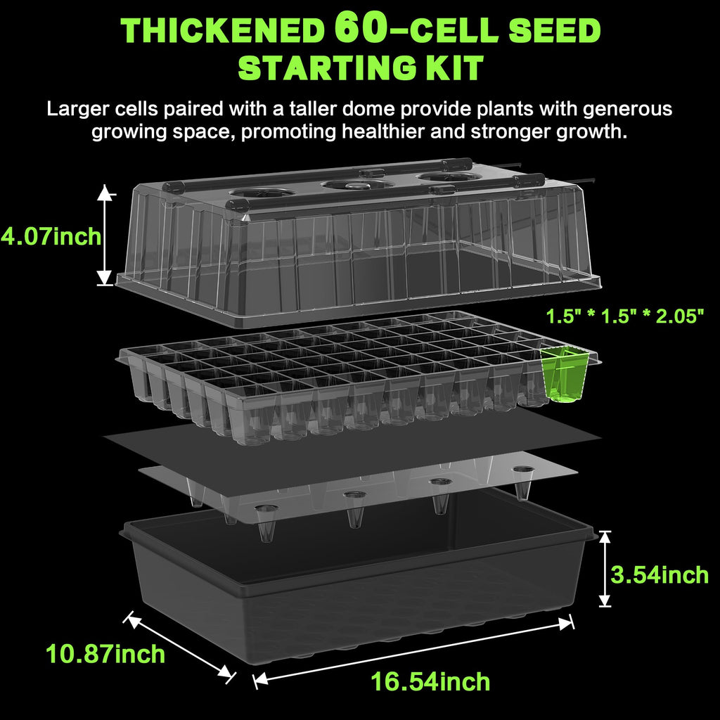 120-Cell Self-Watering Seed Starter Tray with Grow Lights, Upgraded 1–24H Timer, Seed Trays with Humidity Dome, Indoor Gardening System, Starter Kit for Seeds, Plant Germination