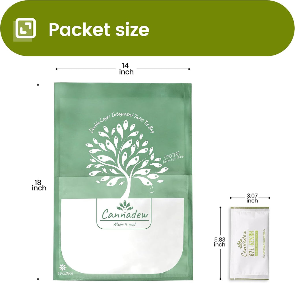 62% RH, 8g (15 Pack) Cannadew Humidity Packs Two-Way Humidity Control Pack - Moisture Absorbers & Hydration Packets for Curing and Storage