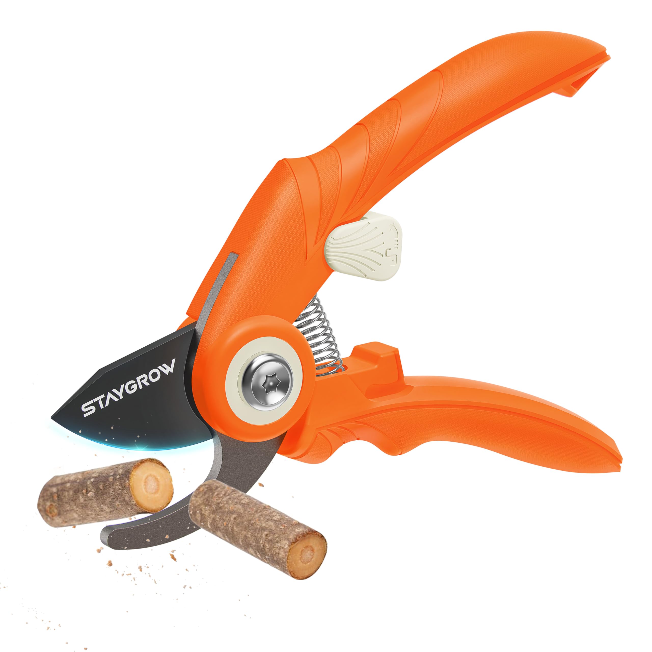 2pcs 6.5" Pruning Shears for Gardening Ultra Sharp Garden Scissors | Plant Snips for Precise Cuts, Stainless Steel Bonsai Clippers with Spring Loaded, Garden Shears (1pc Straight & 1pc Curved)