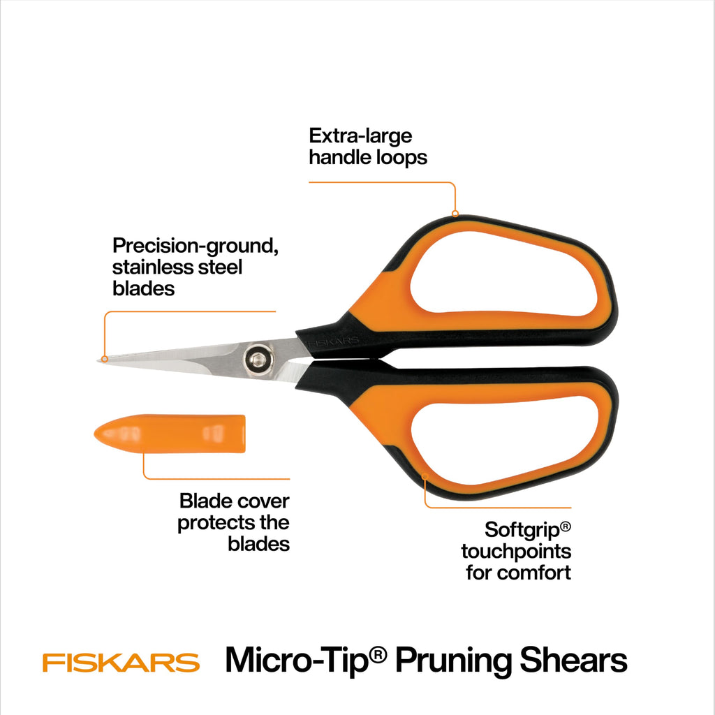 Fiskars 6" Non-Stick Pruning Snips, Resin-Resistant Garden Scissors