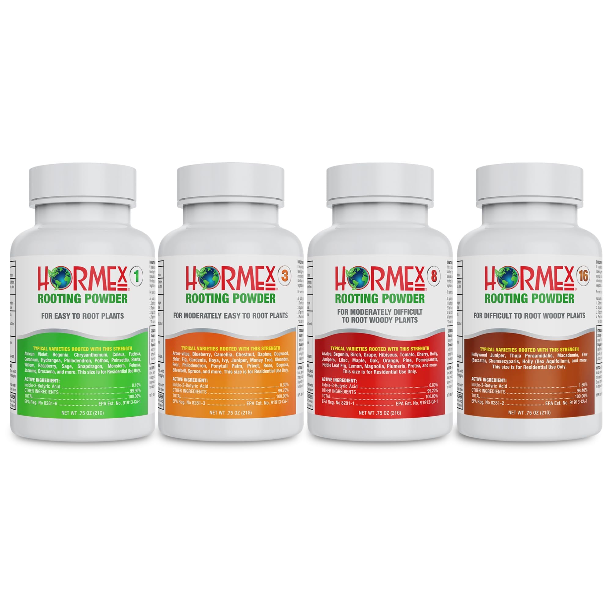 Hormex Rooting Hormone for Cuttings #16 - Max-Strength Powder (1.60% IBA) | Maximum Strength Rooting Hormone, Root Stimulator for Plants, Rooting Powder Compound for Difficult Hardwood Plants & Trees