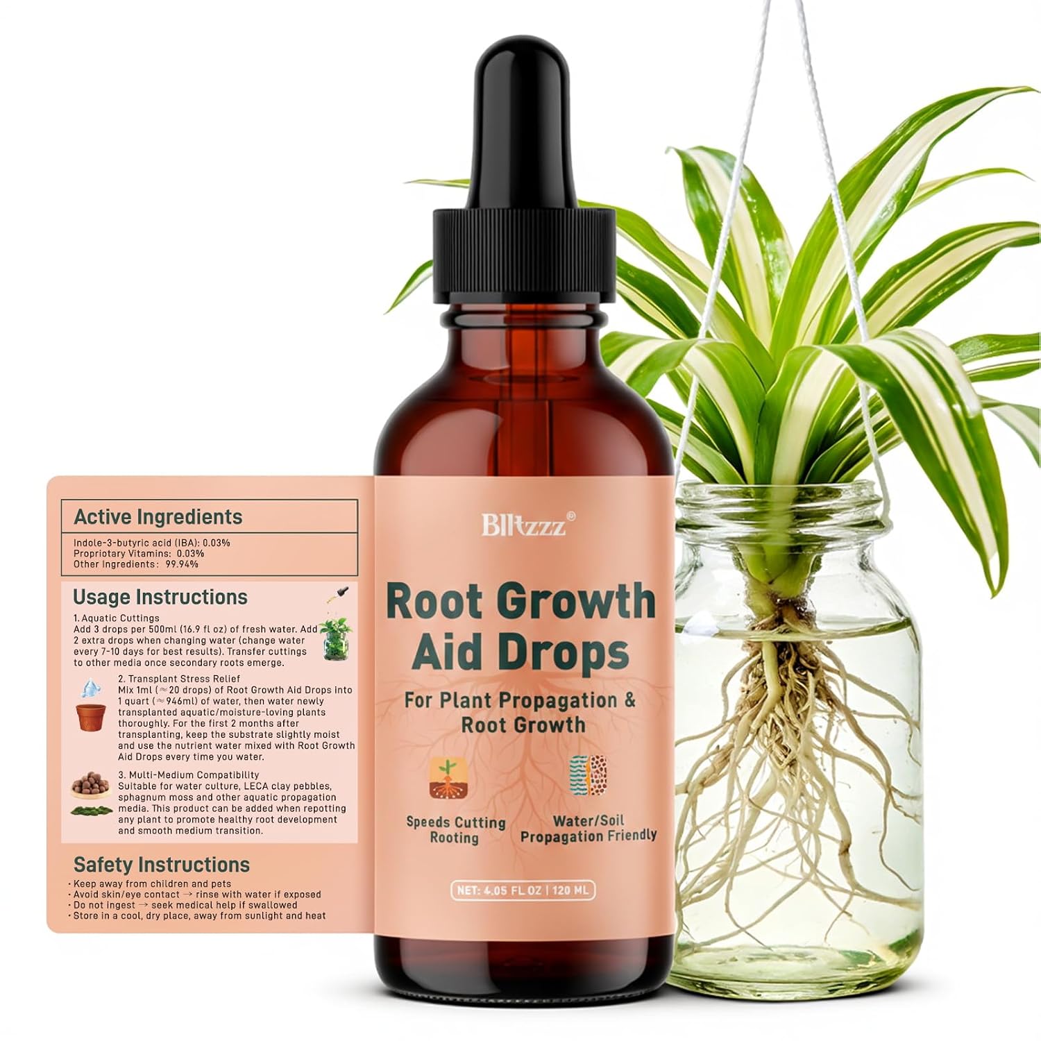 Root Drops - Liquid Rooting Hormone for Cuttings- Fast Growth Propagation Drops | Less Shock in Water/Soil/LECA/Moss | Fits Pothos, Monstera, Philodendron & All Houseplants (4 oz) (1)