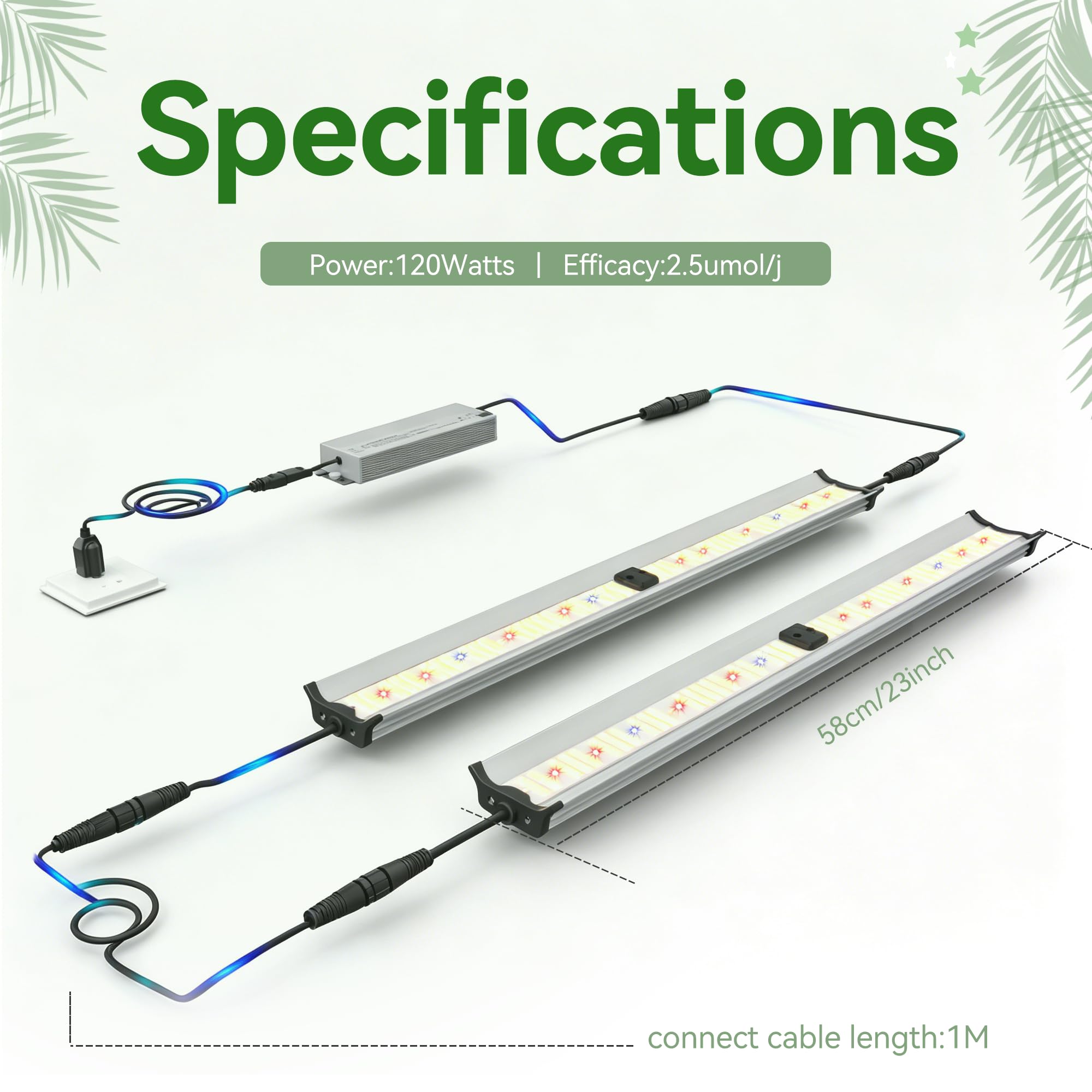 Under Canopy Led Grow Light Bars Full Spectrum Led Grow Lamps Grow Lights for Indoor Plants Dimmable Daisy Chain for Grow Lights Supplemental Lighting for Grow Tent