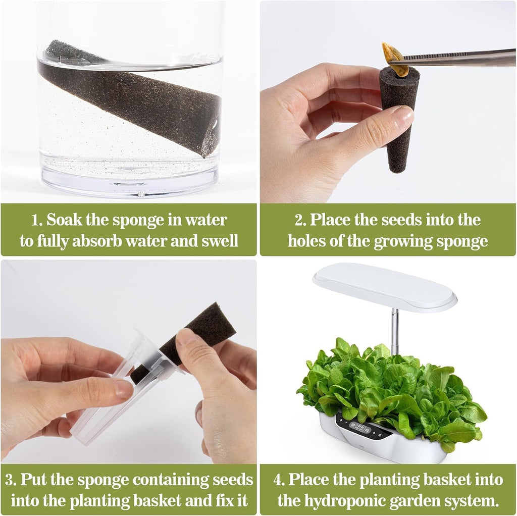 MAQIHAN 50 Grow Sponges for Hydroponics - Seed Pods for Garden Seed Starter Pods Growing System Plant for Seed Plugs Garden Cube Sponges Replacement | Hydroponic Pod, Replacement Seed Starting, Rooting Plug For Indoor Gardening System, Growing Vegetable,