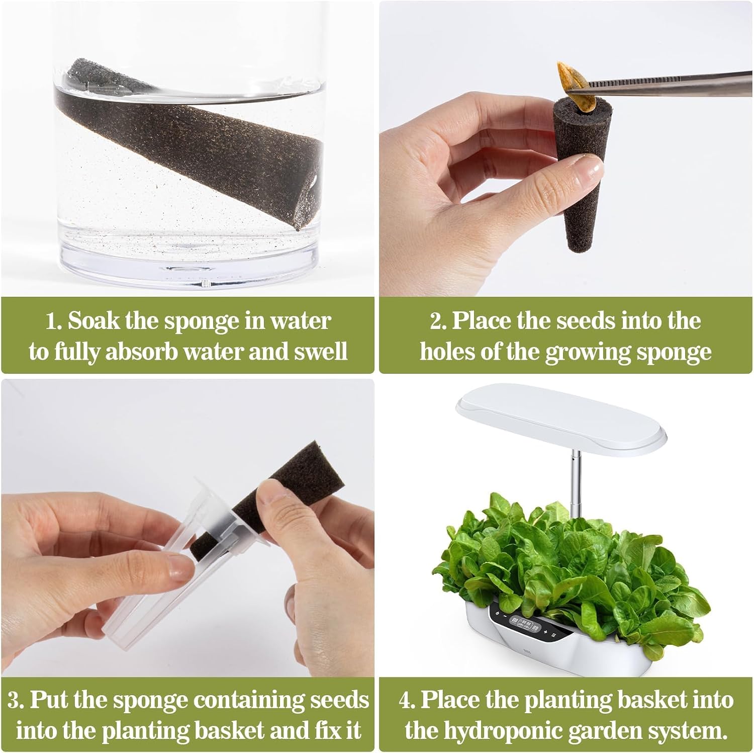 MAQIHAN 50 Grow Sponges for Hydroponics - Seed Pods for Garden Seed Starter Pods Growing System Plant for Seed Plugs Garden Cube Sponges Replacement | Hydroponic Pod, Replacement Seed Starting, Rooting Plug For Indoor Gardening System, Growing Vegetable,