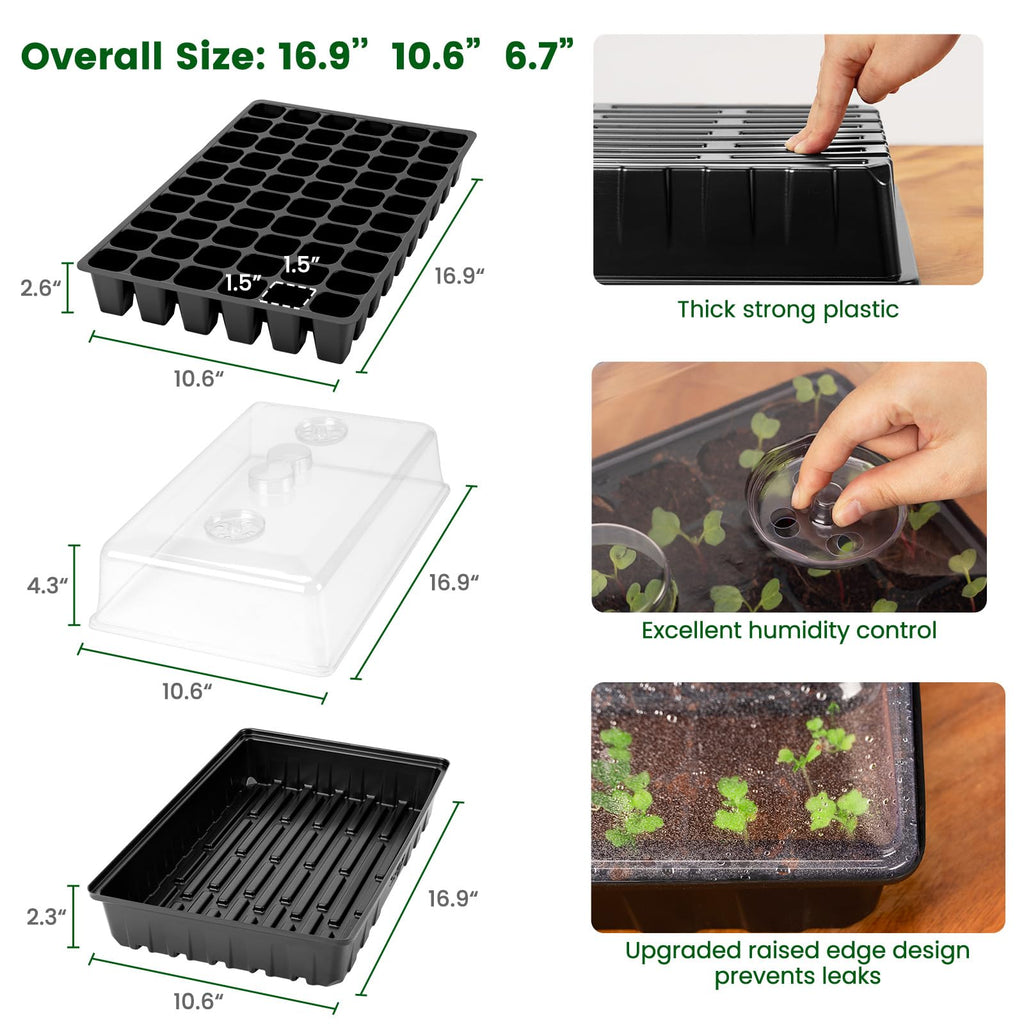 SOLIGT 3 Set 60-Cell Seed Starter Kit with Domes, Cell Trays and Heat Mats | Cloning, Propagation and Germination Station