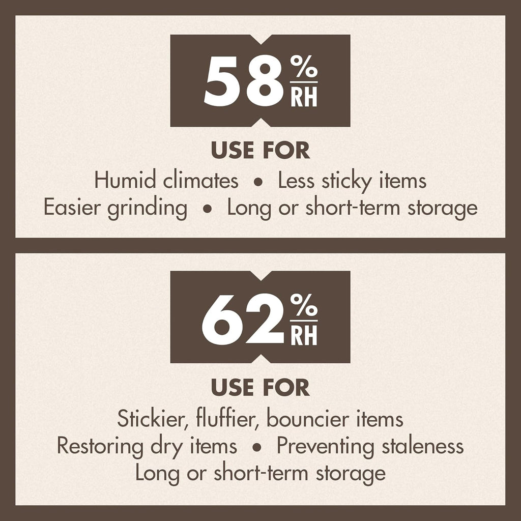 Boveda 62% RH Size 8-10 Pack Two-Way Humidity Control Packs - for Storing 1 oz - Moisture Absorber for Small Storage Containers - Humidifier Packs - Hydration Packets w/Resealable Bag