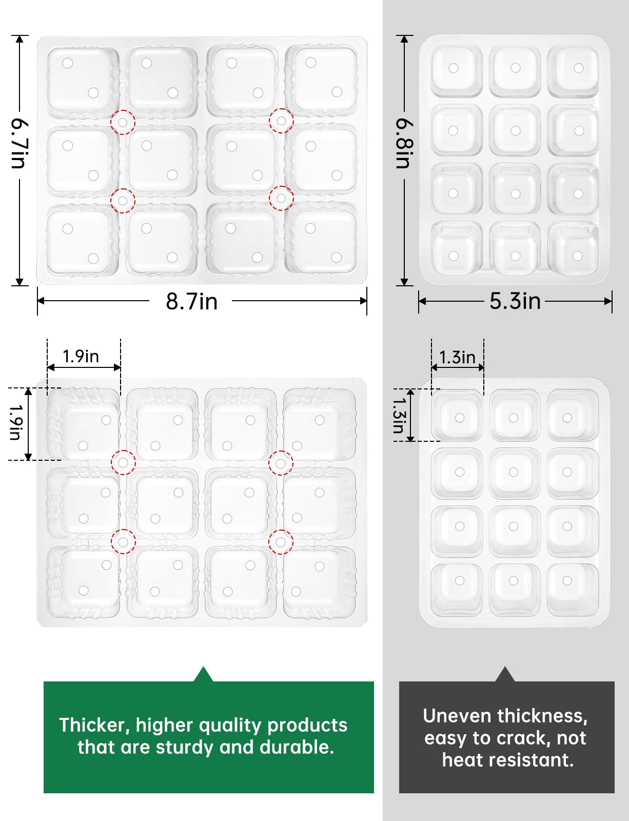 Seed Starter Tray Medium Size 4 Packs, Seed Starter Kit with Upgraded 24 Full Spectrum LEDs, Adjustable Brightness and Timer, with Drainage Holes, Tools and Labels for Indoor Plant Growing