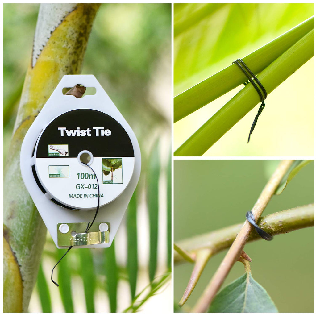 YDSL 328ft (100m) Twist Ties, Green Garden Plant Ties with Cutter for Gardening and Office Organization, Home