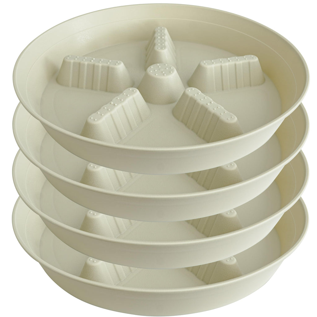 4 Pack Plant Saucer 8 inch, 10 12 14 17 inch, Plant Stand Plastic Plant Saucers for Indoors Outdoor, Heavy Duty Flower Planter Drip Trays for Pots, Pot Saucers for Plants, Grow Bags Saucers