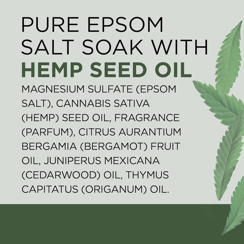 Dr Teal's Pure Epsom Magnesium Salt Soak, Cannabis Sativa Hemp Seed Oil, 3 lb