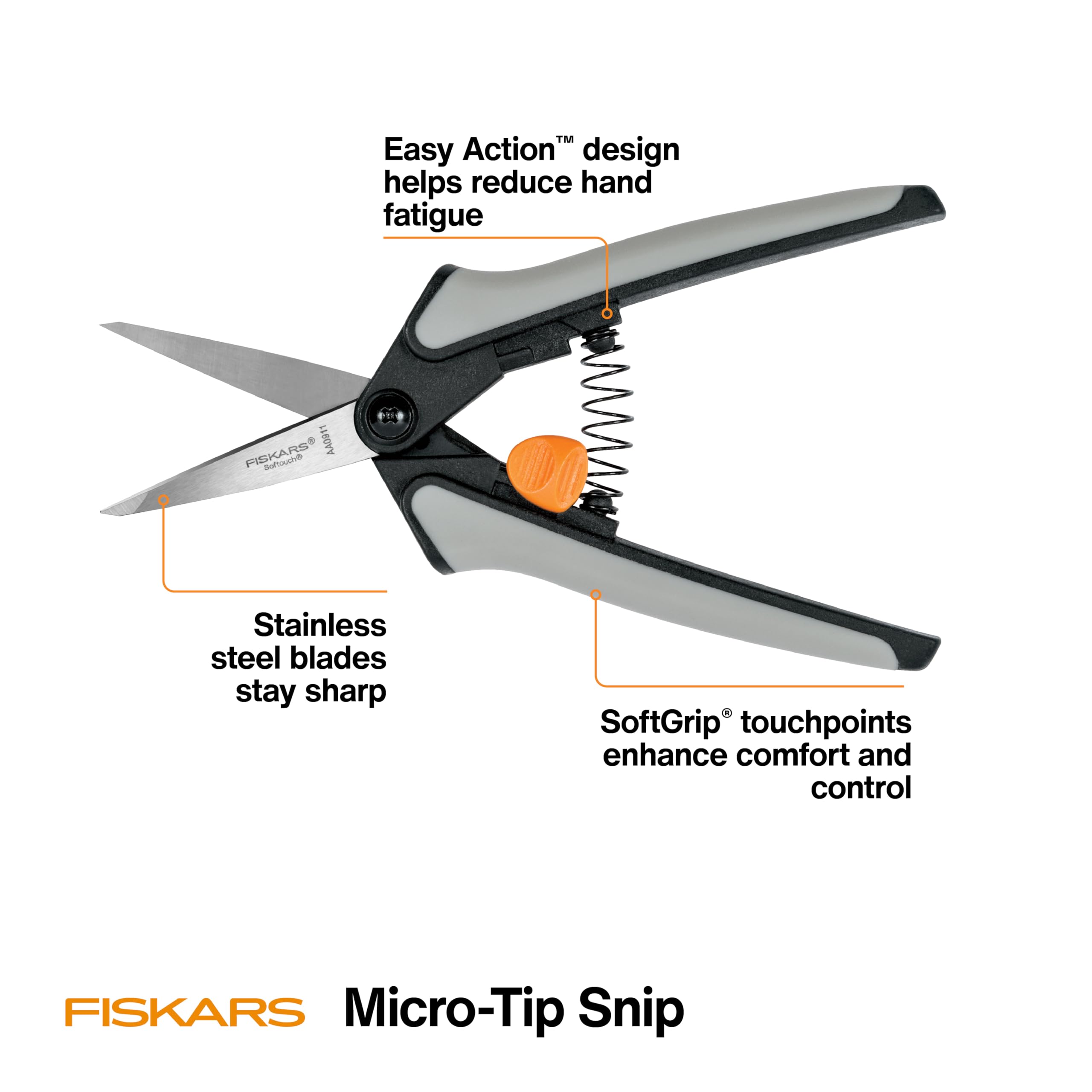 Fiskars 6" Non-Stick Pruning Snips, Resin-Resistant Garden Scissors