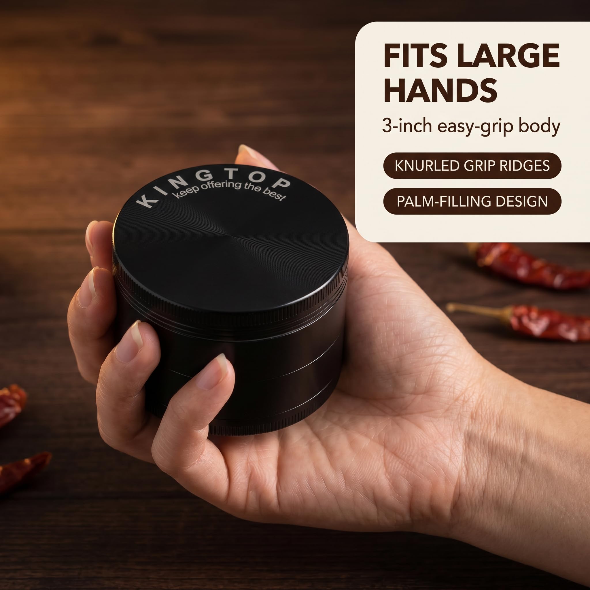 KINGTOP 3 Inch Large Grinder, Zinc Alloy Mills (Colorful)