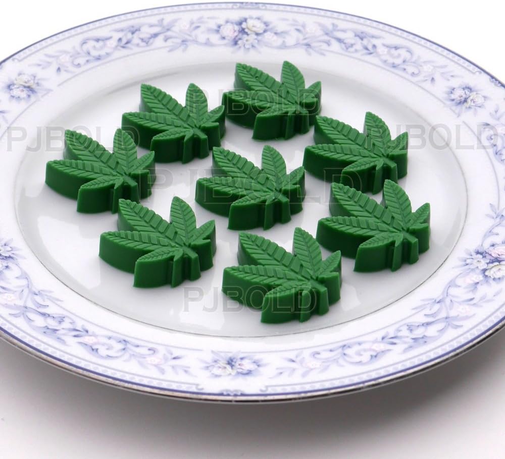 Marijuana Pot Leaf Silicone Candy Mold Trays for Chocolate Cupcake Toppers Gummies Ice Soap Butter Molds Small Brownies or Party Novelty Gift, 2 Pack