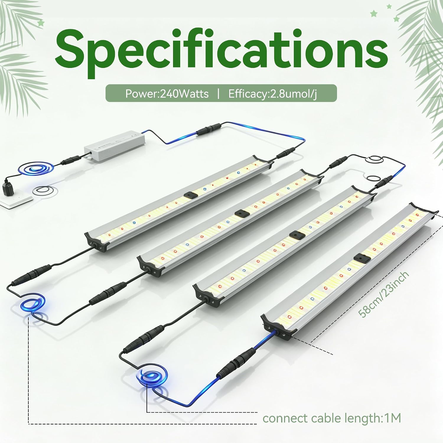 Under Canopy Led Grow Light Bars Full Spectrum Led Grow Lamps Grow Lights for Indoor Plants Dimmable Daisy Chain for Grow Lights Supplemental Lighting for Grow Tent