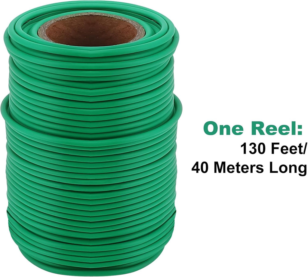 TELENT OUTDOORS 130 Feet Soft Plant Tie Green Twist Garden Ties for Plants Gardening Home Office Organization TPR Garden Ties Supplies with 2.5mm Diameter